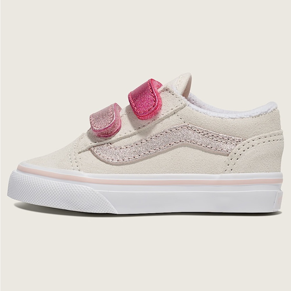 Vans Toddler Size 4 Marshmallow Metallic Velcro Slip On Sneaker Shoe